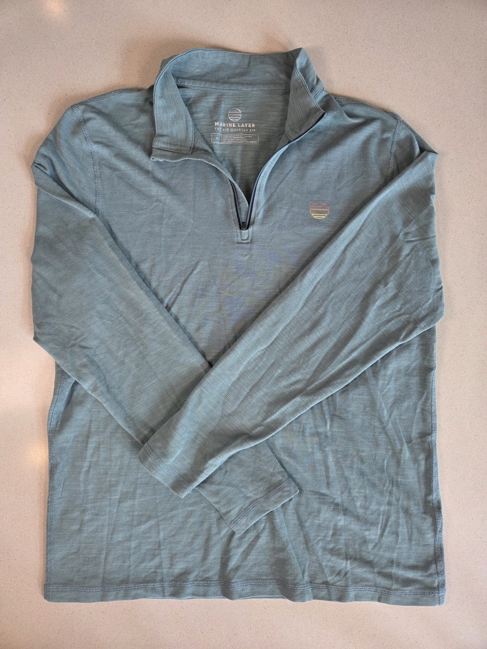 Marine Layer Men's Long-Sleeve Quarter-Zip Shirt in Seafoam